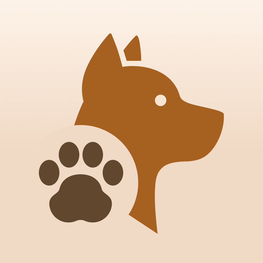Promising Pups app icon - brown dog silhouette with a paw print