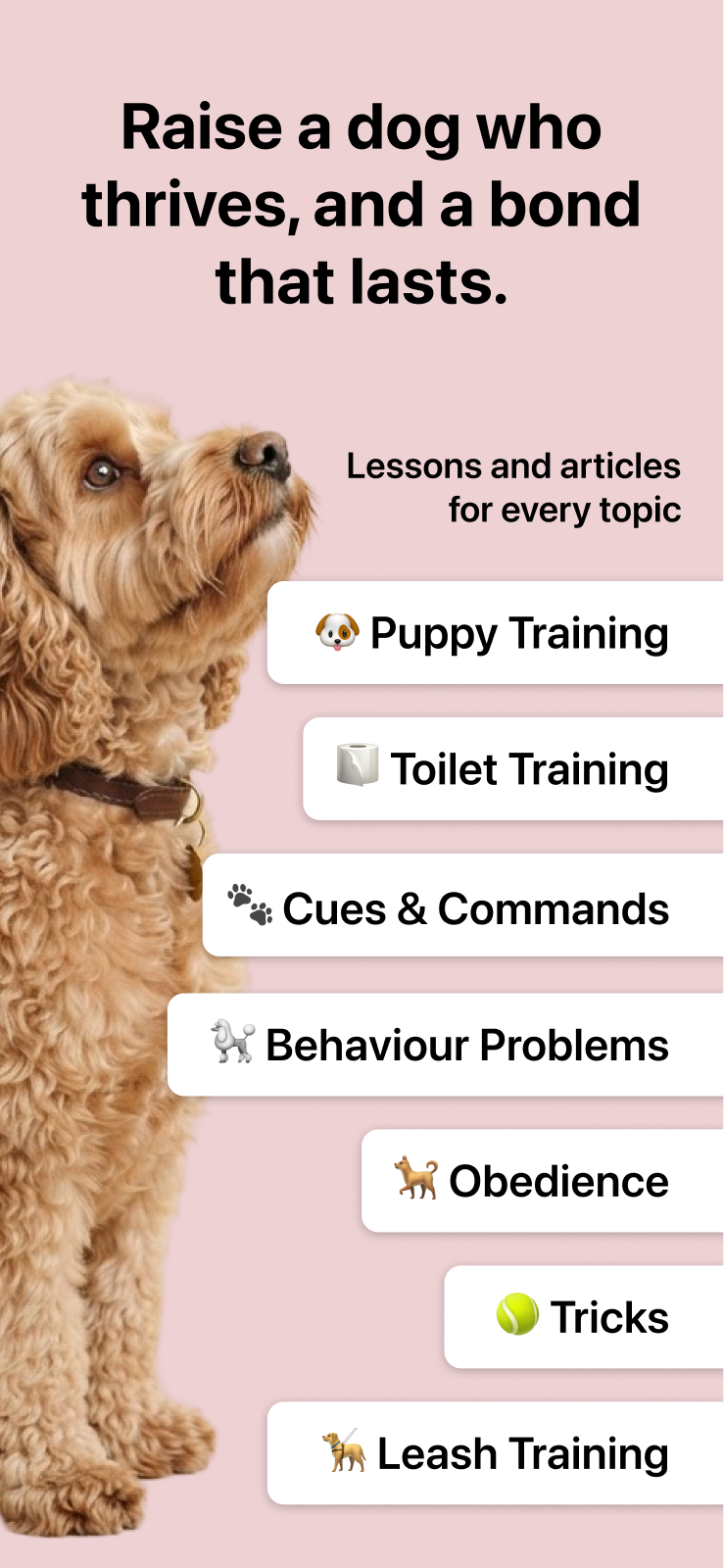 App Store artwork: Raise a dog who thrives, and a bond that lasts