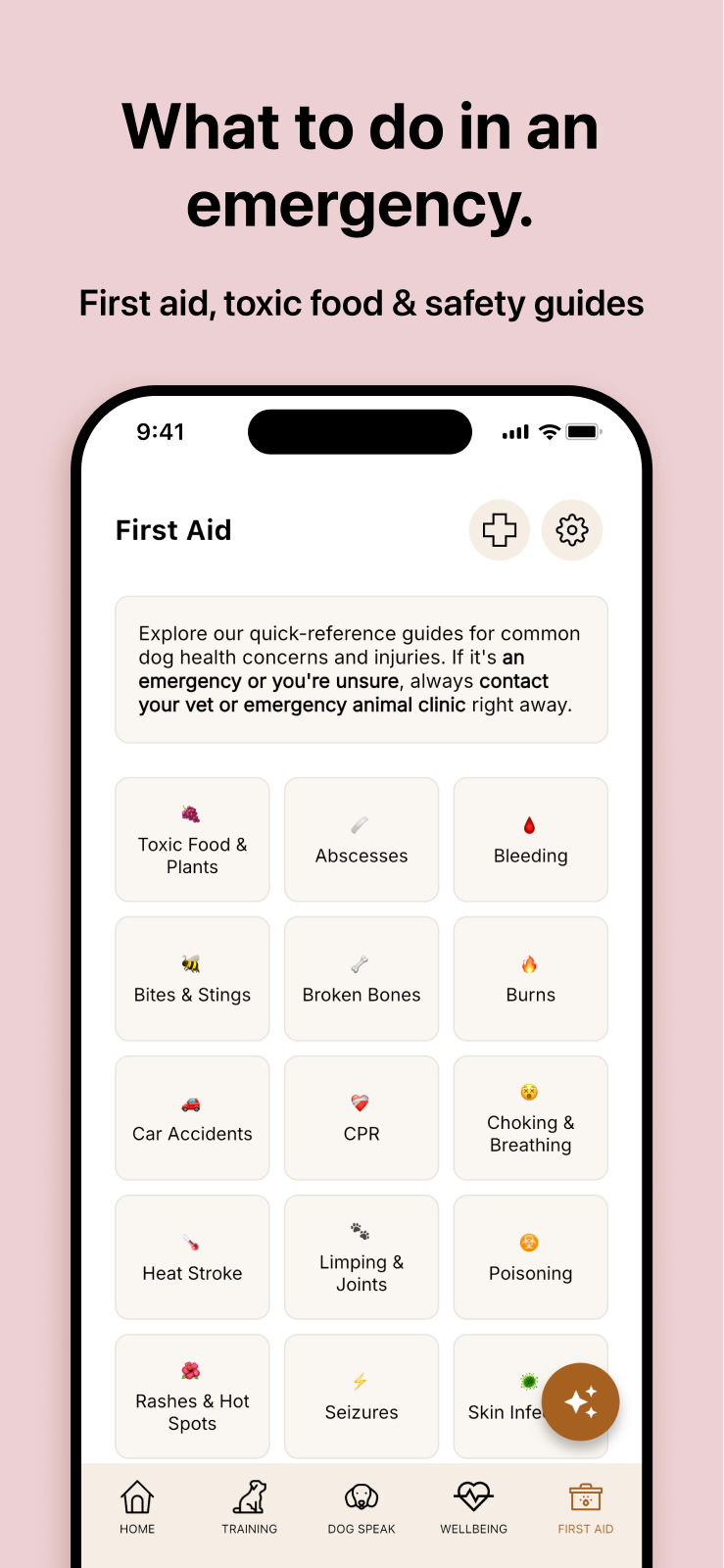 App Store artwork: What to do in an emergency, with first-aid guidance on a phone